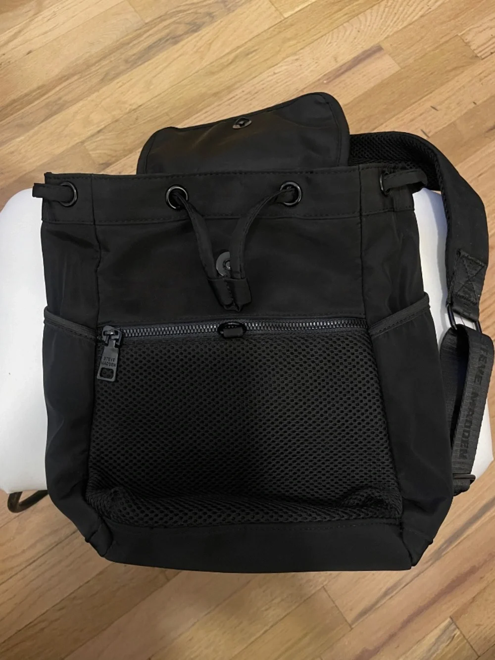 Steve Madden Black Nylon Mini Backpack Sling Bag 10x11